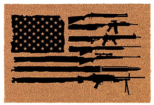 Welcome - Zerbino in fibra di cocco naturale, con bandiera americana, realizzato con pistole, 76,2 x 45,7 cm