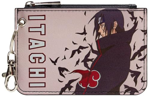 Itachi Uchiha Akatsuki Clan Ninja Geldbörse/Geldbeutel mit Reißverschluss Münzfach Tasche, Grau