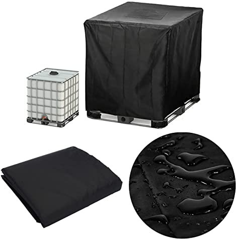 IBC Tank Abdeckung, IBC Tank Zubehör 420D Tank Schutzplane mit Reißverschluss Wassertank Staubdichte Anti-UV wasserdichte Schutzabdeckung für 1000L IBC-Tank Container Cover Regenwassertank