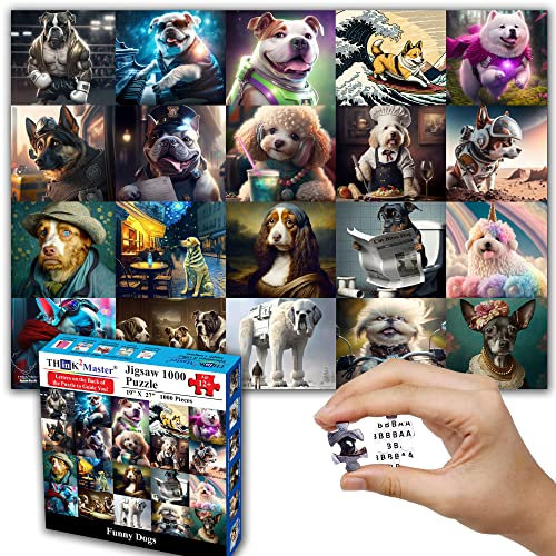 Think2Master Funny Dogs Puzzle mit herzerwärmenden Welpen und Hunden, 1000 Teile, Spaß für Teenager, Senioren und Familien, tolles Geschenk für Kinder ab 13 Jahren, Größe: 68,1 x 18,9 cm
