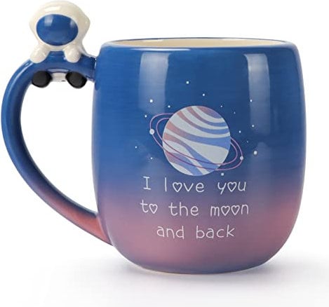 EYMPEU 3D Astronaut Handle Coffee Mug, Original Ceramic - Mum's/Father's Day/Boyfriend/Girlfriend's Birthday Gift, 480ML