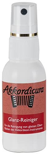Akkordicura Pflegemittel für Akkordeon - Reiniger für Akkordeon - Entfernt Fingerabdrücke, Schmutzränder und Ablagerungen - Vollständig biologisch abbaubar - Pumpflasche mit 50 ml Inhalt