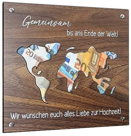 Hochzeitsgeschenke für Brautpaar, Weltkarte Holz Geldgeschenk Hochzeit Geld, Personalisierte Hochzeitsgeschenke - Weltkarte Geldgeschenk