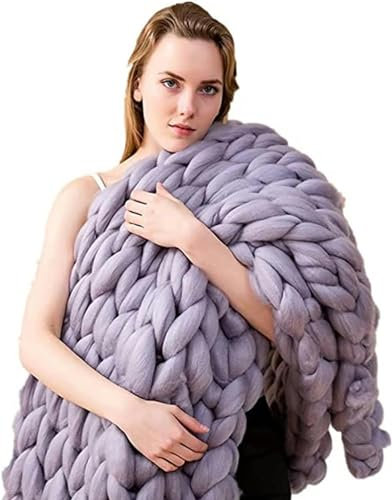 伟 祥 Knitted Throw Blankets, Chunky Knit Throw Blankets for Bed Knit Weighted Blanket, Handmade Cable Knit Throw Blanket for Couch, Bed