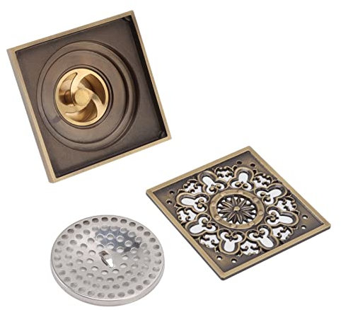 ADAGA Bodenablauf, antiker quadratischer Kupfer-Duschbodenablauf, Duschablaufrost mit Abnehmbarer Abdeckung, Gitterrost for Küche, Badezimmer, Balkon