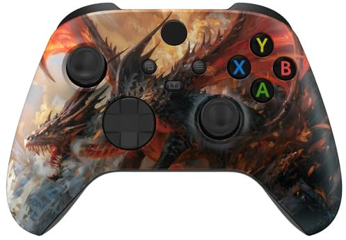 eXtremeRate Front Gehäuse Case für Xbox Series X/S Controller, Ersatz Vordere Hülle faceplate Skin Shell Cover Zubehör für Xbox Core Controller Model 1914(Rot Drachen)-KEIN Controller