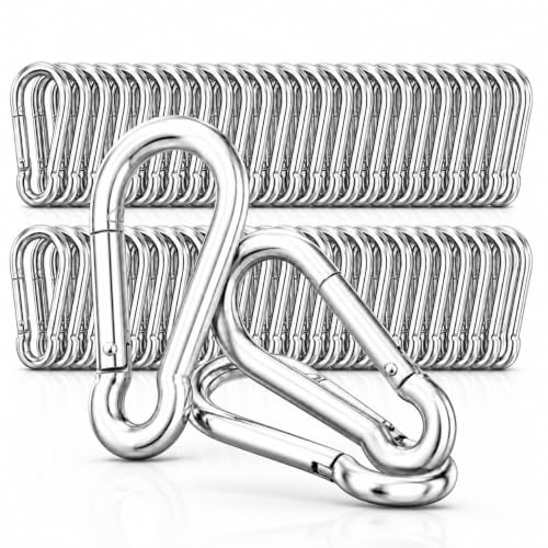 High-PQ Karabinerhaken M8 50 Stück 7.6 cm Silber aus Verzinktem Stahl