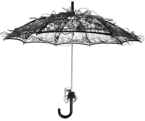 HAOHIZE Spitzenschirme für Teeparty, Regenschirm Hochzeit Klein Spitze Deko Brautschirm Hochzeitsschirm Fotografie-Requisite Brautspitze Baumwollschirm Bestickter Sonnenschirm Gotischer Regenschirm