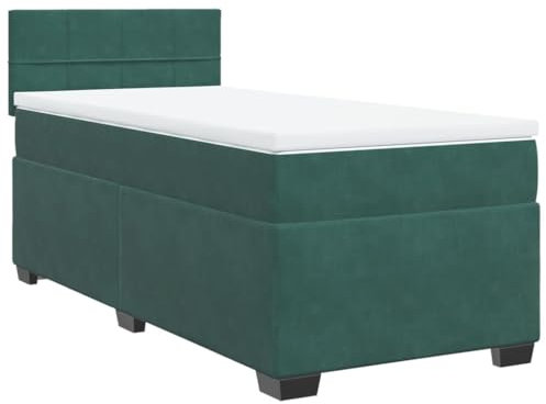 vidaXL Boxspringbett mit Matratze Dunkelgrün 80x200 cm Samt