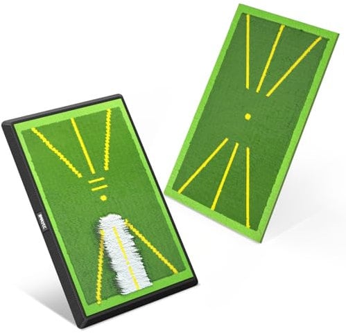 IMAYCC Golf Mat 2Pics Replaceable Hitting Practice Mat with Antislip Rubber Base for Analysing Swing Path Training Indoor Outdoor,Nice Gift for Golf Beginners,Adult and Children