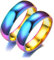 Daesar Edelstahl Ringe Set Partner, Eheringe Paarpreis mit Gravur 6MM Regenbogen Verlobungsringe Partnerringe für Sie und Ihn Damen Gr.67 (21.3)& Herren Gr.57 (18.1)