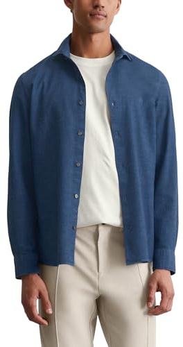 Marc OߴPolo Herren Hemd aus Bio-Baumwolle Shaped Fit, Blau (Dark Blue Multi 01), XL