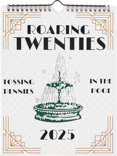 2025 Roaring Twenties Kalender, 12 Monate Musikzitate Kalender von Januar 2025-Dez. 2025 für Monatsplaner, Spiralbindung, dickes Papier, Kunstposter, Albumcover, Wandkalender für Fans, Musikliebhaber