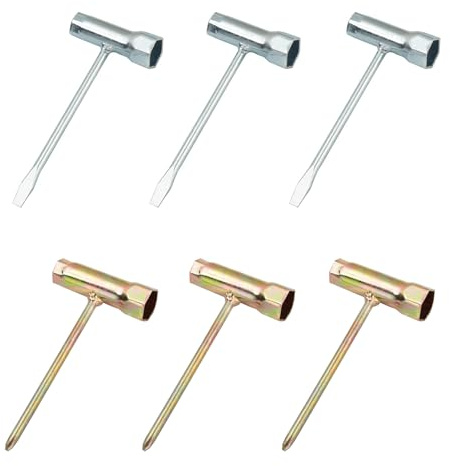 BEELUKY 6 Pezzi Chiave Combinata Tipo T 13mm x 19mm Chiave per Motosega Chiave a T Chiave per Candela e Cacciavite a Taglio Accessori per Motoseghe per Candela Motosega Sega a Catena Scrench