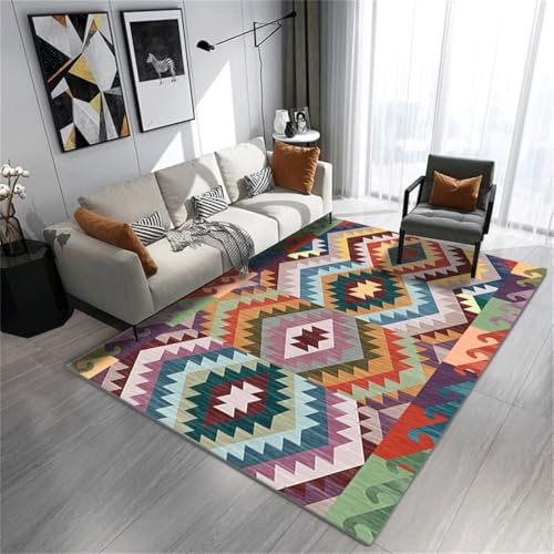 AITROMNI Rug Teppich Landhausstil Bunte dekorative Teppiche im Wohnzimmer sind bequem und anpassbar Kuschelig 140X270CM