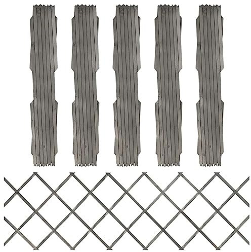 Lot de 5 clôtures de jardin en bois de sapin massif Gris 180 x 60 cm