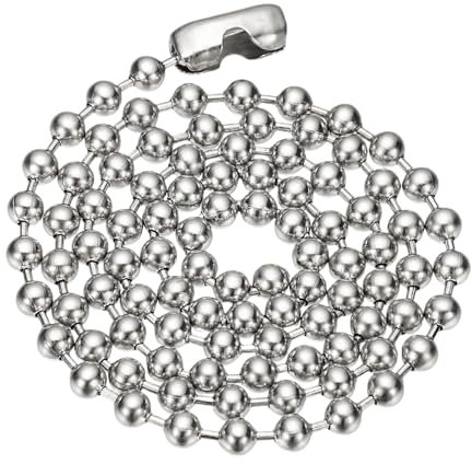 PATIKIL Silver-tone Beaded Chain Necklace, Titanium Steel 6mm Bead Ball Chain Necklace Y2K Punk Necklace for Women and Men Jewelry Gift, 28 Inch Length