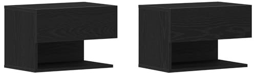 vidaXL Schwarzes Eichen Nachttischset aus 2 modernen Nachtständern mit viel Stauraum, MDF Matte Oberfläche, rechteckige Form, ideal für Schlafzimmermöbel, Kleiner kompakter Nachttisch, zeitgenössisch