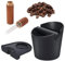Coffee Knock Box - Non-Slip Coffee Puck Bin Container,Espresso Knock Box with Espresso Tamping Mat and Removable Knock Bar,Coffee Machine Accessories for Barista Beans Grounds Grind (Black)