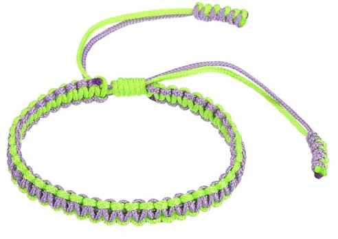 PATIKIL Braided Bracelet, Mens Women Tibetan String Rope Bracelet Handmade Lucky Prayer Protection Adjustable Size for Gifts Anniversary Family, Purple Light Green