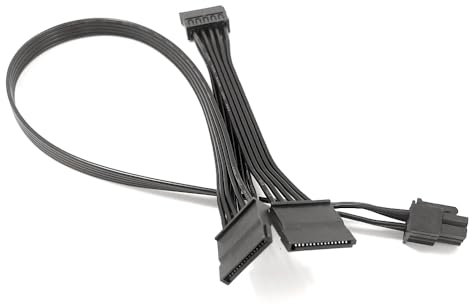 Gintai 6 Pin Male to 1 to 3 to 15PIN SATA Connector PCI-E 6 for EVGA 1000 GQ 80+ Gold 1000W Power Adapter Sheathed Cable for SATA Power Supply Hard Drive Power Cable