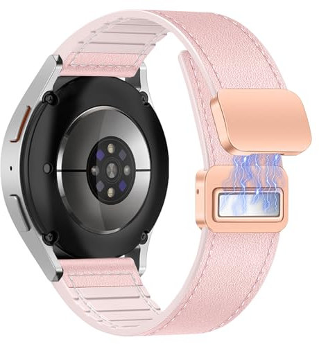 YealRed 20 mm Cinturino Compatibile con Samsung Galaxy Watch 7/6 / 5 /FE, Cinghia di Ricambio in Pelle e Silicone, Cinturino Magnetico per Samsung Galaxy Watch 6 Classic/ 5 Pro (Rosa)