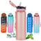 SEASEVEN 1L Water Bottle with Straw,Plastic Drinks Bottle,1 Litre Sports Water Bottles with Time Markings,Girls Boys Waterbottle Leak-Proof & Bpa-Free for Gym,Cycling, Office (Pink2)