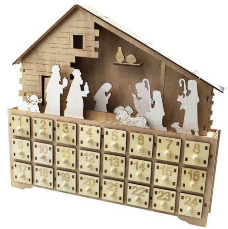 OUNONA Holz Led Kalender Für Weihnachten Tischkalender Kreativkalender Mit Countdown-funktion Als Dekoration Für Zuhause Und Büro Weihnachtskalender-dekor Für Schreibtisch Und Fensterbret