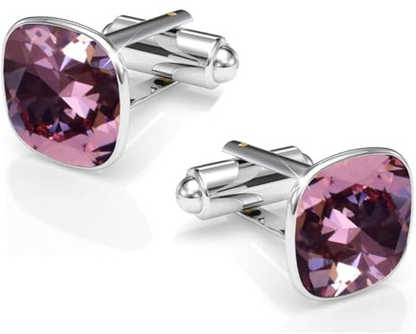 Manschettenknöpfe Herren Edelstahl 316L – Quadratisch mit Kristall – Elegant & Zeitlos – Hochzeit, Business, Geschenk für Männer – Anzug Hemd Accessoire (Antique Pink)