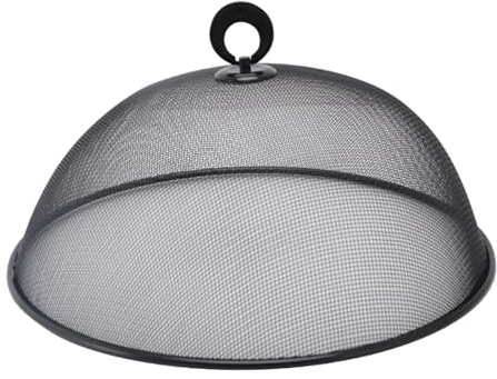 JISADER Abdeckhauben für Lebensmittel Edelstahl, Rund Obst Fliegenhaube Langlebig, Abdeckung Teller Fliegen, Runde Lebensmittel Abdeckung für Küche Camping Picknicks Partys Grillen, Schwarz, 28cm