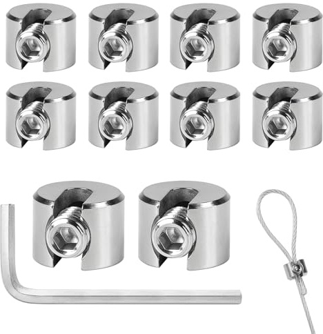 MIGUBIGU 10 Stück Klemmstopper Stoppklemme 2 mm M4, Drahtseilklemme | mit Schraubenschlüssel, Stoppklemme Edelstahl, Kabelklemmen für Drahtseil, Zum Spannen des Seils Sicherung von Drähten