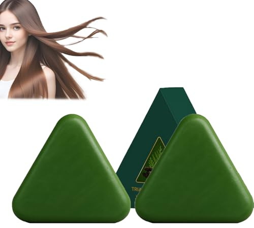Nature Triangle Shampoo Bar,Shampoo Bar verde erba con foglie dell'albero della vita, sapone solido per calmare il cuoio capelluto e rafforzare i capelli, schiuma leggera per pulire, leviga i capelli