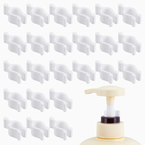 NBEADS 130 Pcs Leakproof Pump Lock Clips, PP Secure Cosmetic Bottle Pump Lock Clips for Travel Lotion Shampoo Cleansing Oil Bottles, White, 21x9x8mm