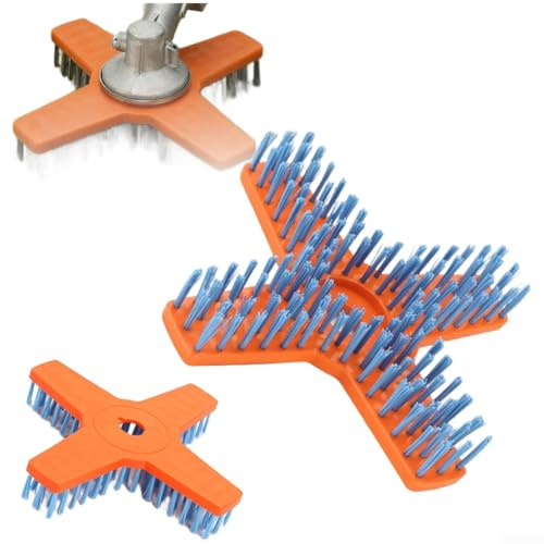 Hasaller Nylon-Rasenmäher-Bürste, Straßenreinigungswerkzeug für den Außenbereich, Gehweg, Auffahrt, Terrasse, Deck mit Adapter, Orange, 25,5 x 25,5 cm, robuster Schrubber (C)