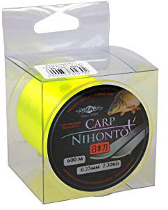 Filo da pesca monofilo giallo NIHONTO CARP Fluo molto liscio, lunghezza 600 m, disponibile da Ø 0,23 fino a 0,40 mm (diametro 0,25 mm/portata 7,3 kg)
