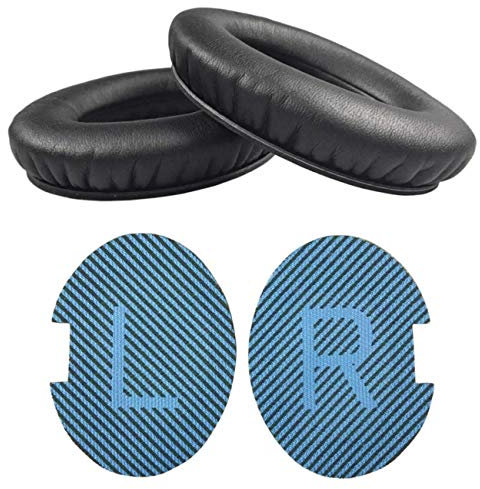 HualuBro Replacement Ear Pads Earpad Cushions Cover for Bose QuietComfort QC 2 15 25 QC2 QC15 QC25 SoundLink SoundTrue Around-Ear II AE2 Headphone (Black + Blue LR)