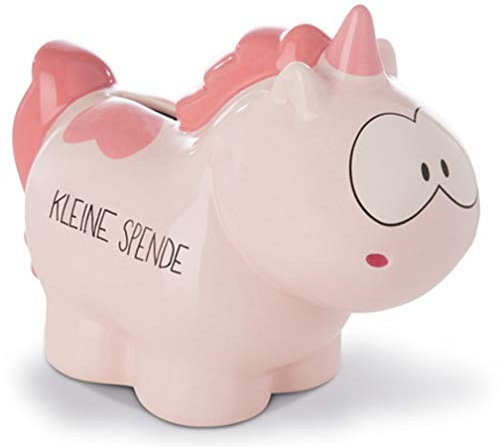 Nici 42517 Spardose Einhorn Merry Heart kleine Spende, rosa, ca. 7,5 x 12 x 16,5 cm