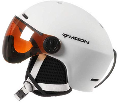 Ski/Snowboard Helmet Unisex Lightweight Professional Adjustable Snow Sports Helmets with Goggles Visor (White, Large)