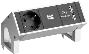 Bachmann Steckdoseneinheit Desk 2 902.5712 INOX Mehrfachsteckdose 4057298029097 Schwarz, Grau