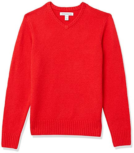 Amazon Essentials Men's Long-Sleeve Soft Touch V-Neck Jumper, Red, L
