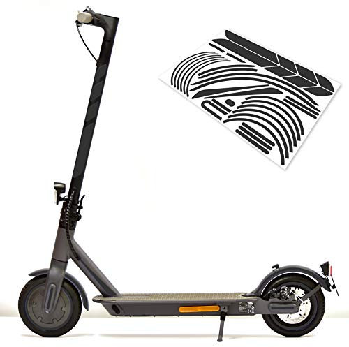 Aufkleber-Set (30-teilig) Sticker-Set auf 35x24cm Bogen geeignet für Doc-Green ESA 5000 1919 Xiaomi M365 E-Scooter (Schwarz Reflektierend)