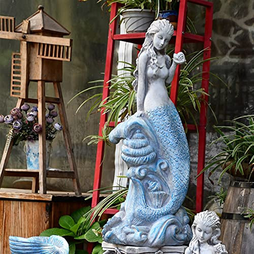 XXXXW Gartenstatuen Outdoor Garten Hof Meerjungfrau Statue Blumentöpfe Kreative Wohnkultur Zubehör Pool Wassertank Landschaftsgestaltung Hochzeitsgeschenk Dekorative Gartenskulptur (Color : D)