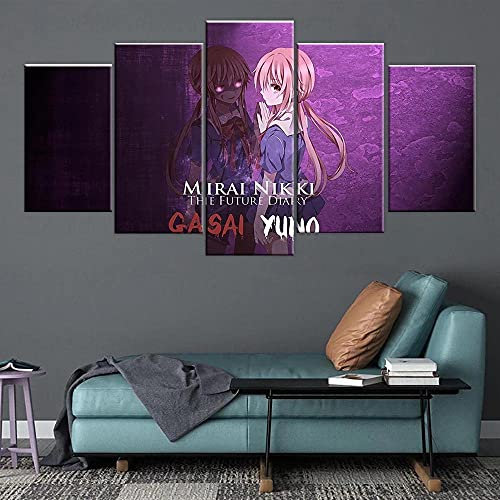 Wondbeau Poster & Kunstdrucke 150×80Cmmirai Nikki Gasai Yuno Animation 5 Stück Leinwand Kunstdrucke Wandbild Malerei Modular Wohnkultur Bürodekoration 5 Panel Wk