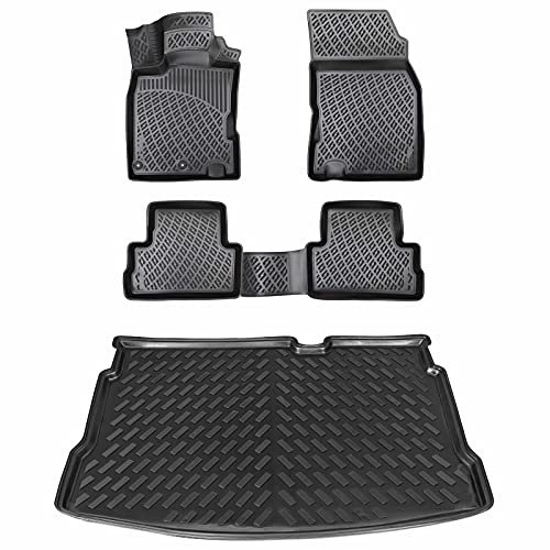 Design Gummimatten & Kofferraumwanne Set für Nissan Qashqai 2007-2012 | Antirutsch mit hohem 5cm Rand