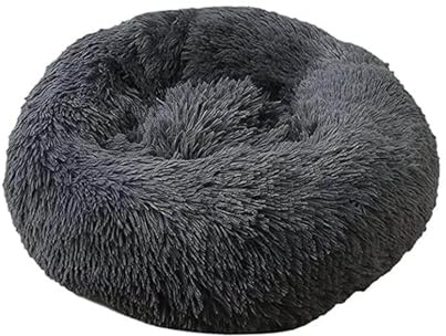jiuzcare Hundebett Katzenbett rund flauschig, Hundebett waschbar, Katzenbett flauschig, Hundekissen für kleine Hunde und Katzen, Hundekörbchen weich (50 cm, Dunkelgrau)