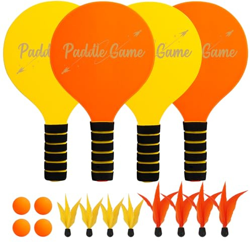 INPODAK Beachball Set Aus Holz Strandball Spiel für Kinder Paddle Ball Set | Beach Tennis Draußen Spielzeug Strand Pool Garten Spiele für Kinder von 3 bis 12 Jahren und Familien