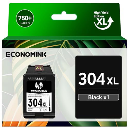 Economink 304XL Schwarz Kompatibel für HP 304 XL Druckerpatronen Schwarz, für Envy 5030 5010 5020 5032 DeskJet 3750 3760 2620 2600 3720 2630 2622 3735 3762 Drucker (1er-Pack)