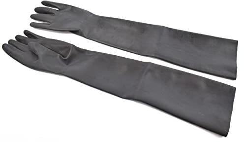 Rubberfashion lange Latex Handschuhe - Latexhandschuhe lang - heavy rubber - bis zum Oberarm für Damen und Herren Paar schwarz 0.8mm L