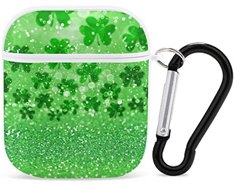 Airpods-Hülle Grüner Glitzer Sparkle Irish Shamrock Klee Airpod Hard Case Cover Kopfhörerhüllen Für Apple Airpods1 Airpods2