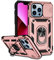 JIYU Funda Compatible con iPhone 13 Pro Max 6.7 Carcasă Armor Militar Cubierta de Cámara Deslizante Proteger Fundas con 360 Full Protección Anillo Soporte Silicona Estuche Cover Case,RoseOro